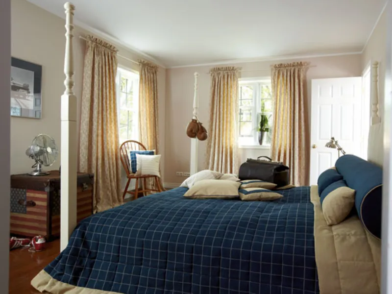 letto blu e beige
