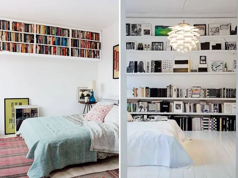 Si avrà maggior confort e relax se in camera da letto si collocano librerie sospese 