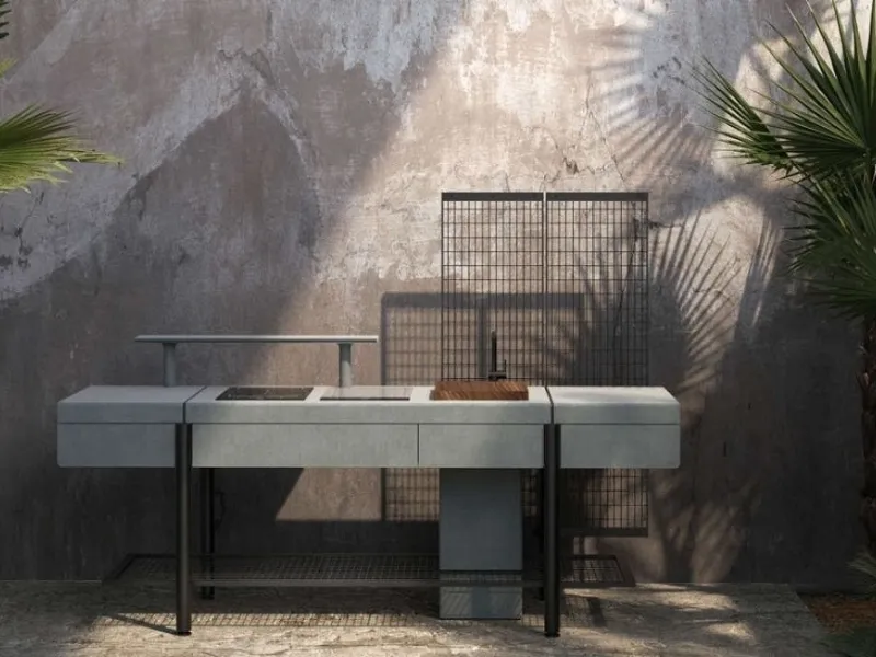 È in cemento sostenibile la cucina outdoor Libera di Elmar