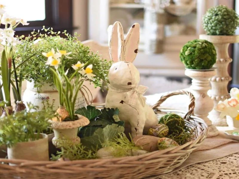 Idea di decoro per un cestino pasquale fai da te