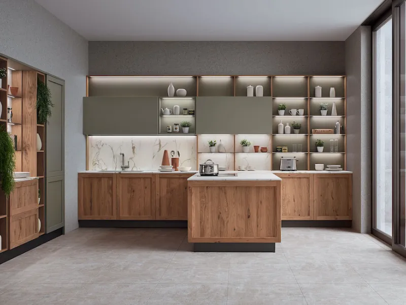Cucina Milano Veneta Cucine con piano in gres effetto marmo