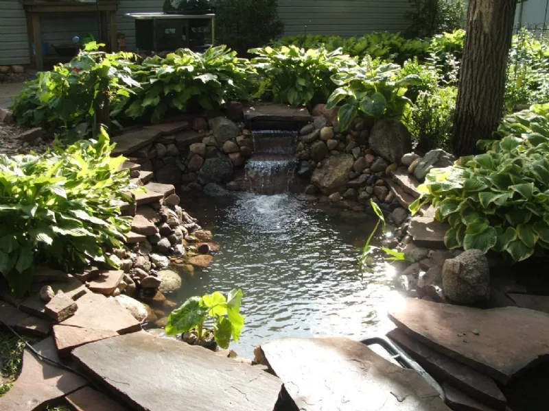 Laghetto da giardino con cascate