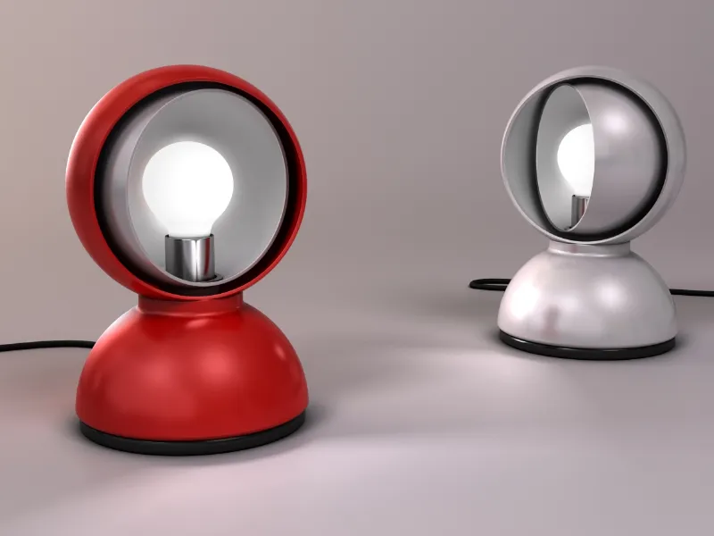 Lampade Artemide nei colori rosso ed argento
