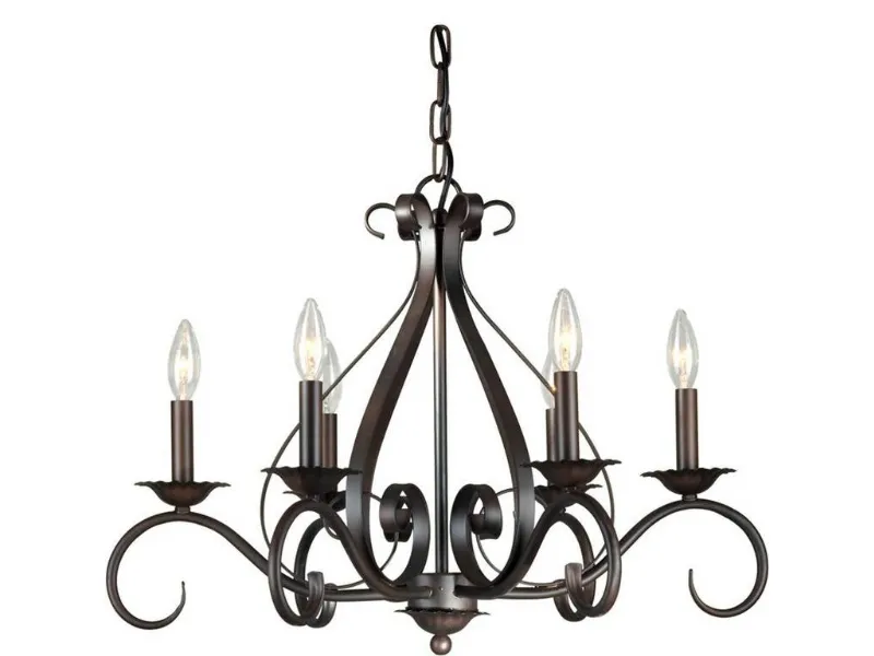 Grande lampadario in ferro battuto verniciato