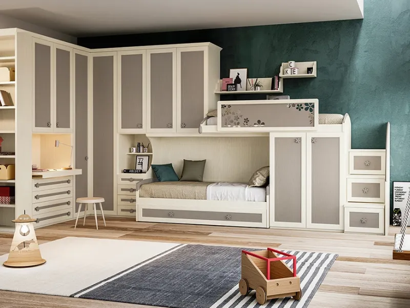 Cameretta con letto a soppalco modello CM 254 di Giessegi