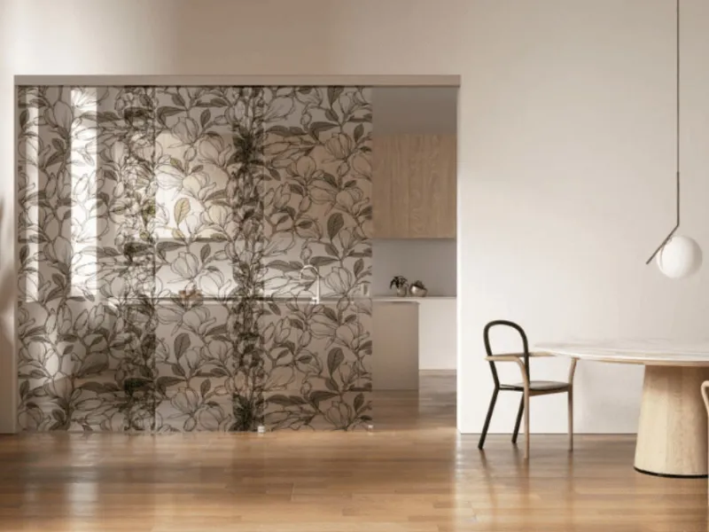 Dierre - Porta scorrevole in vetro decorato collezione Lucenti