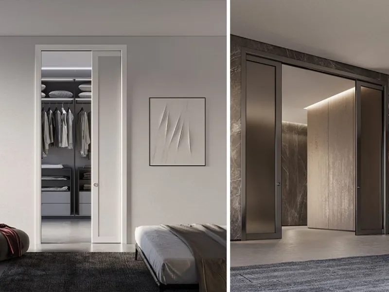 Metra Building - Porte interne scorrevoli alluminio e alluminio e vetro