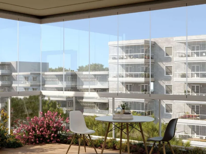 Chirenti - Vetrata per balcone con apertura a libro