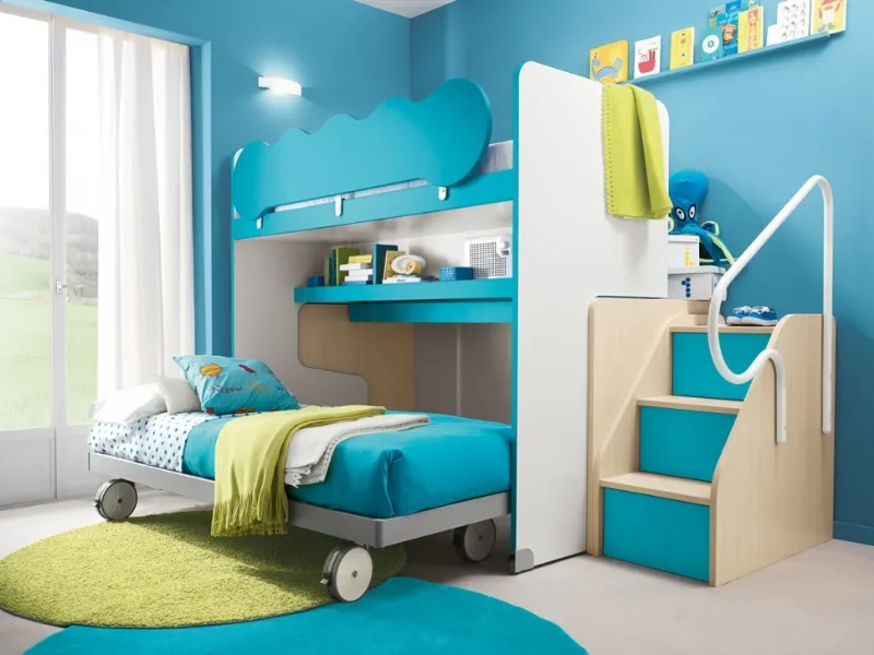 Letto a castello scorrevole per due