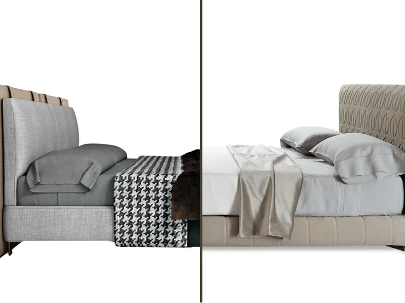 Doppia proposta di Minotti, letto senza e con contenitore