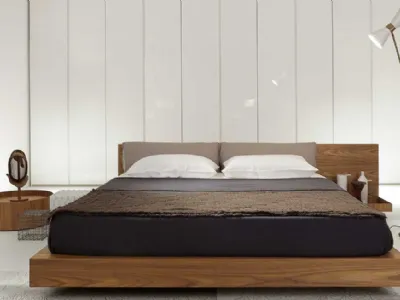 Letto matrimoniale in olmo TAIKO di Porro, design Piero Lissoni