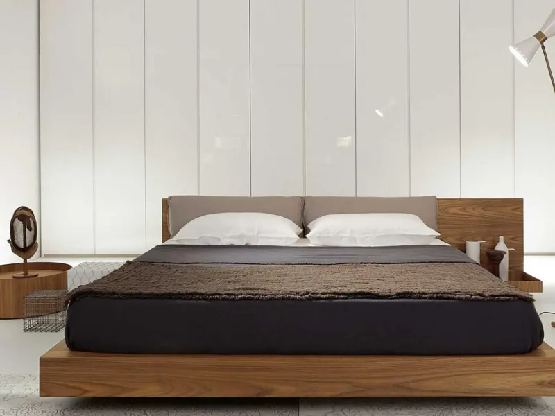 Letto matrimoniale in olmo TAIKO di Porro, design Piero Lissoni