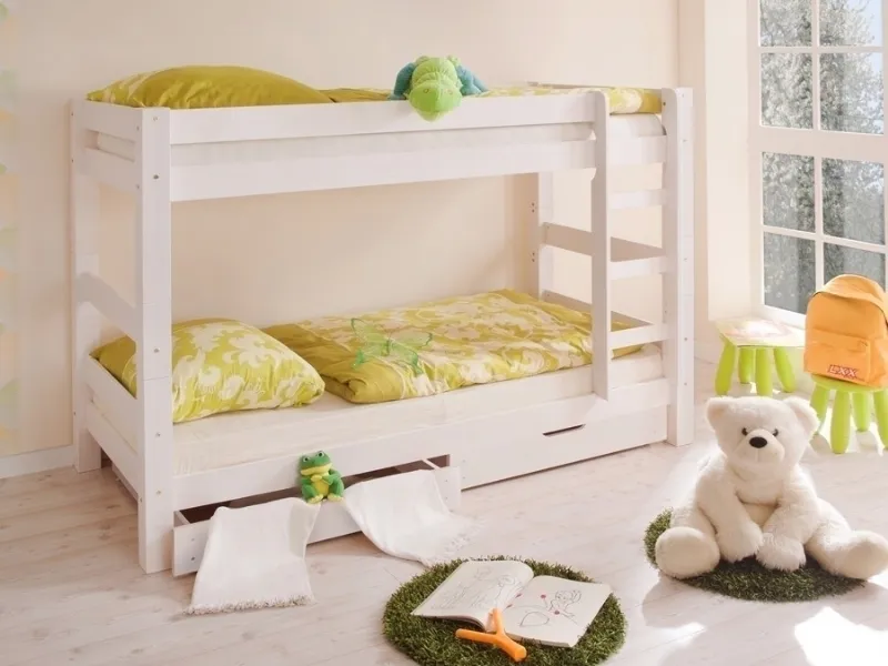 letto a castello in legno bianco moderno