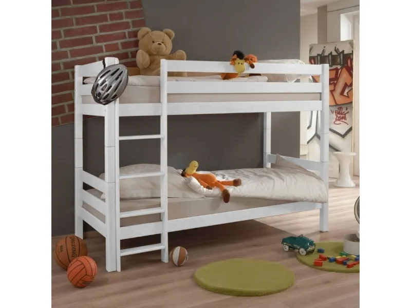 letto a castello con rete in legno