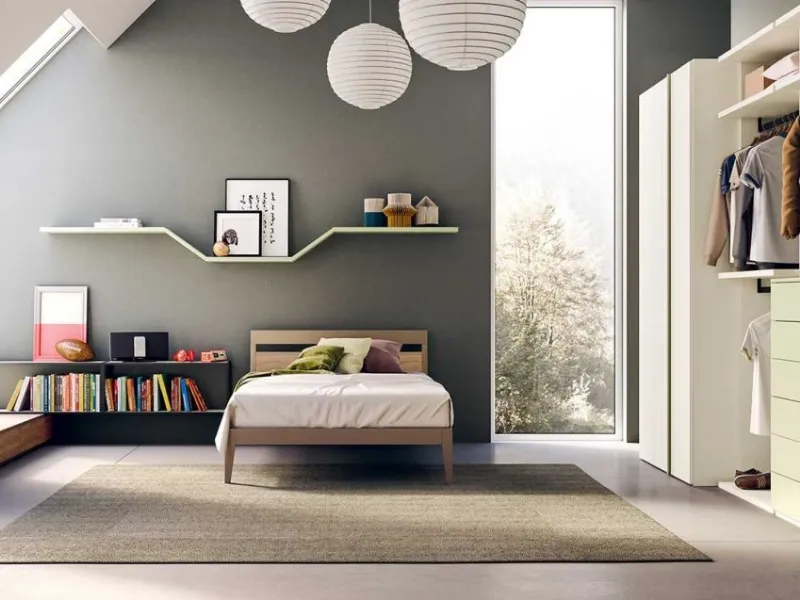 Composizione con letto a una piazza e mezza Start T03 di Clever