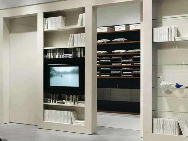 Libreria in cartongesso e vetro