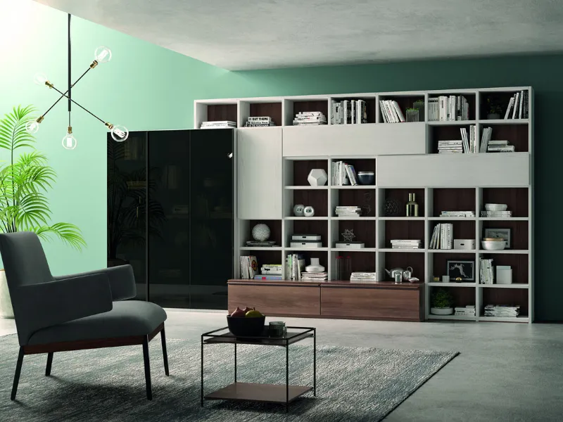 Parete attrezzata con libreria di Giessegi