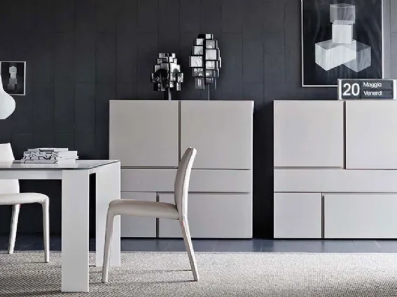 Madie basse gemelle, modello Quadra di Pianca legno laccato opaco bianco