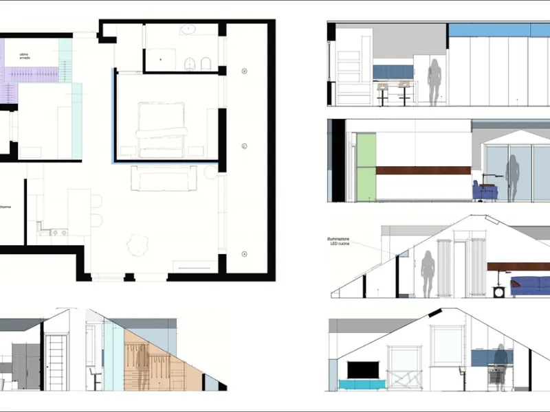Suddivisione interna mansarda, Rapallo, progetto di ArchiDesignLab.com