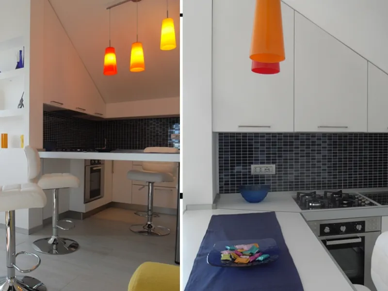 Zona giorno mansarda in Rapallo, particolare della cucina, ArchiDesignLab.com