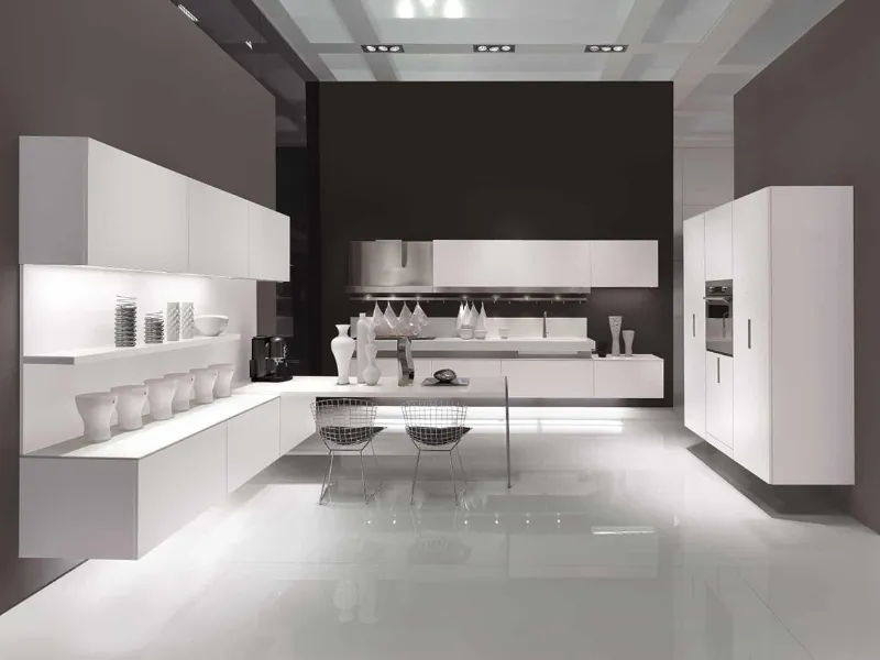 Free è la cucina moderna con elementi sospesi di Composit