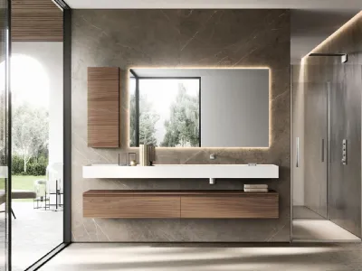 mobile bagno con vetro retroilluminato cubic