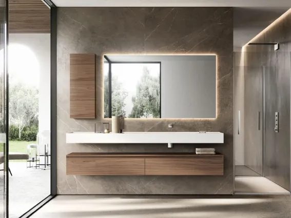 mobile bagno con vetro retroilluminato cubic