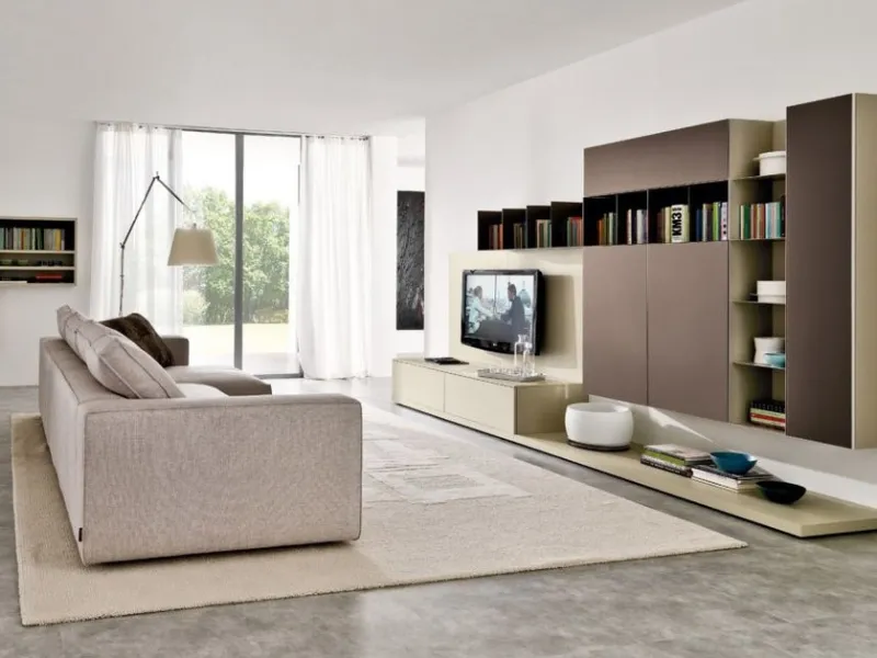 Parete attrezzata modulare con porta tv Z033-Z034 di Zalf