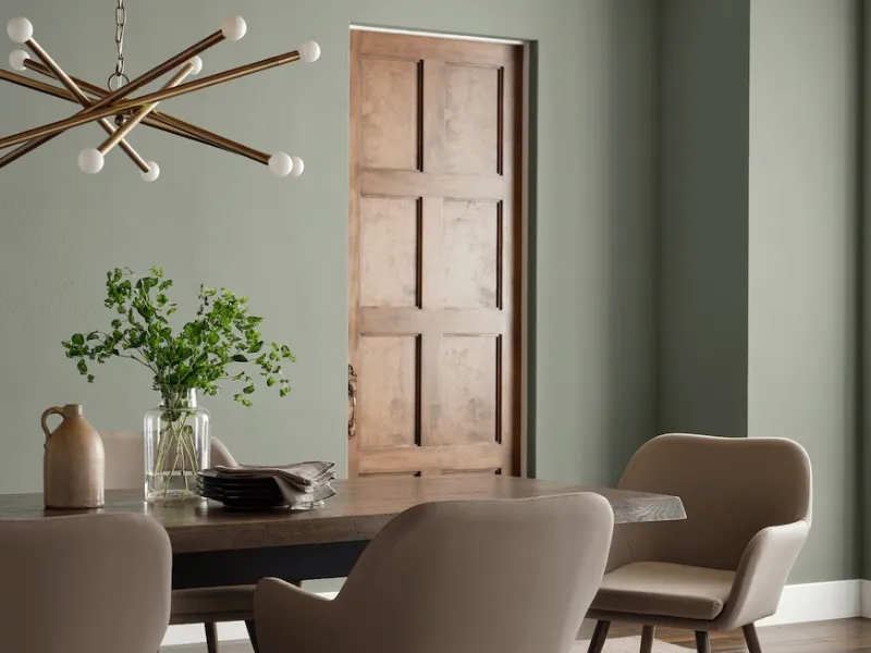 Parete del soggiorno verde Olive Sprig