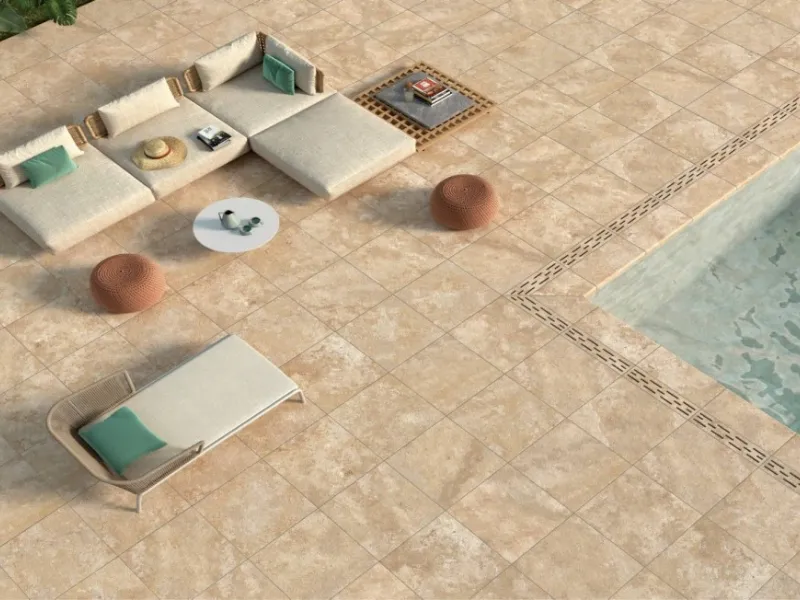 Travertino Beige della collezione Percorsi Frame di Ceramiche Keope