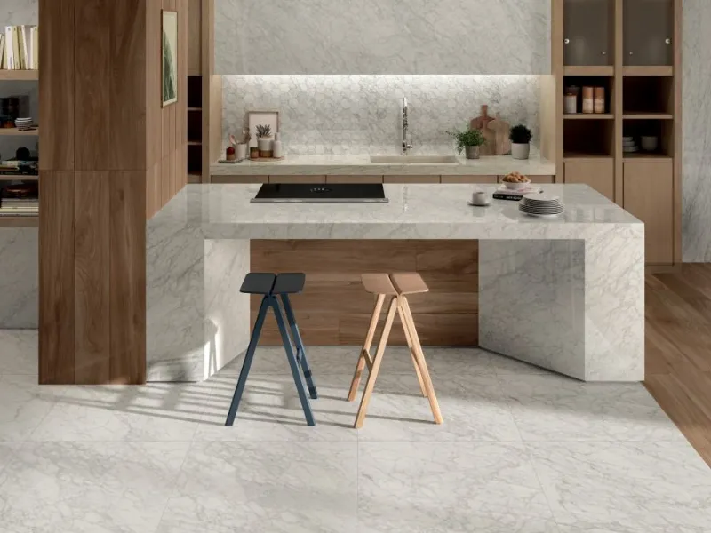 Piastrelle in gres effetto marmo Anima Ever by Cesar