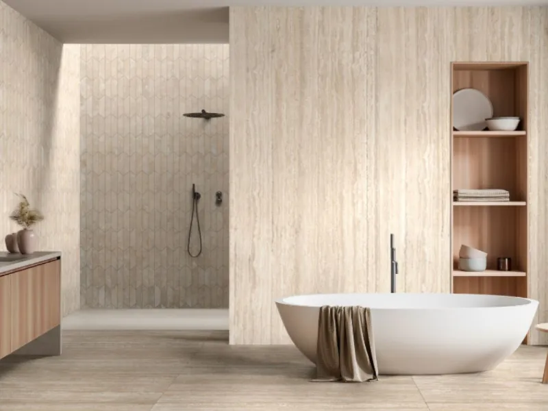 Travertino Cross Beige Mosaico Losanga di Ragno
