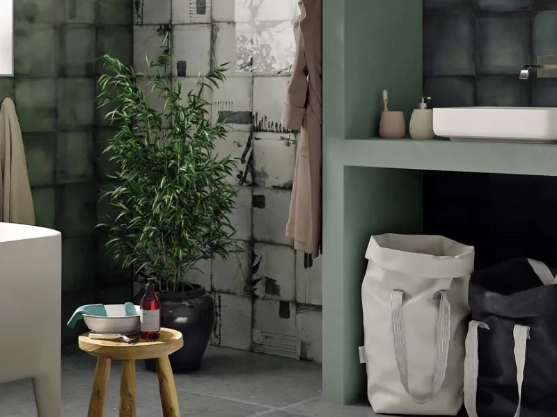 Iris Ceramiche, rivestimento bagno FREEHAND green blue