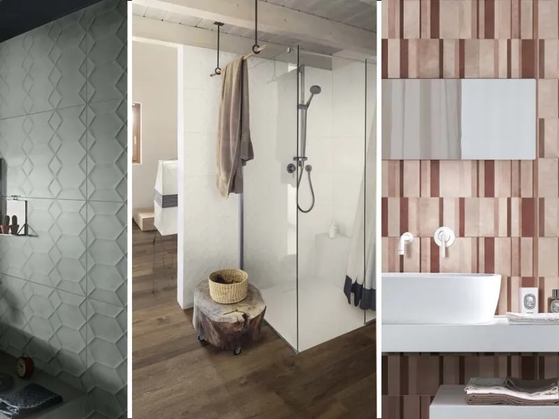 Ceramiche Ragno collezione Resina: Modello Struttura 3d Bee grigia, Modello Struttura 3d Bee bianca, Modello Mosaico Classico