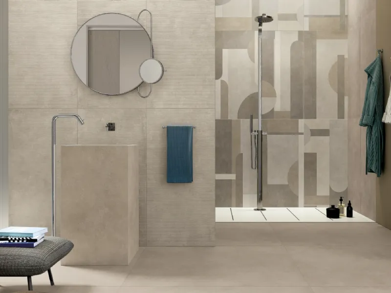 La collezione GEO di Ceramiche Keope riprende le tonalita' neutre e naturali della terra