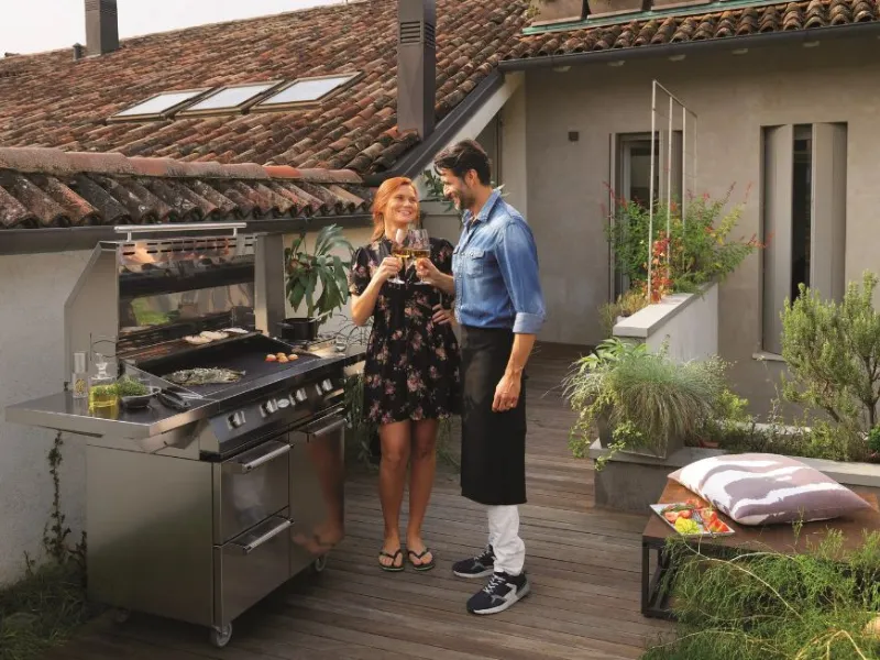 Gas stainless steel barbecue, Alain di Palazzetti