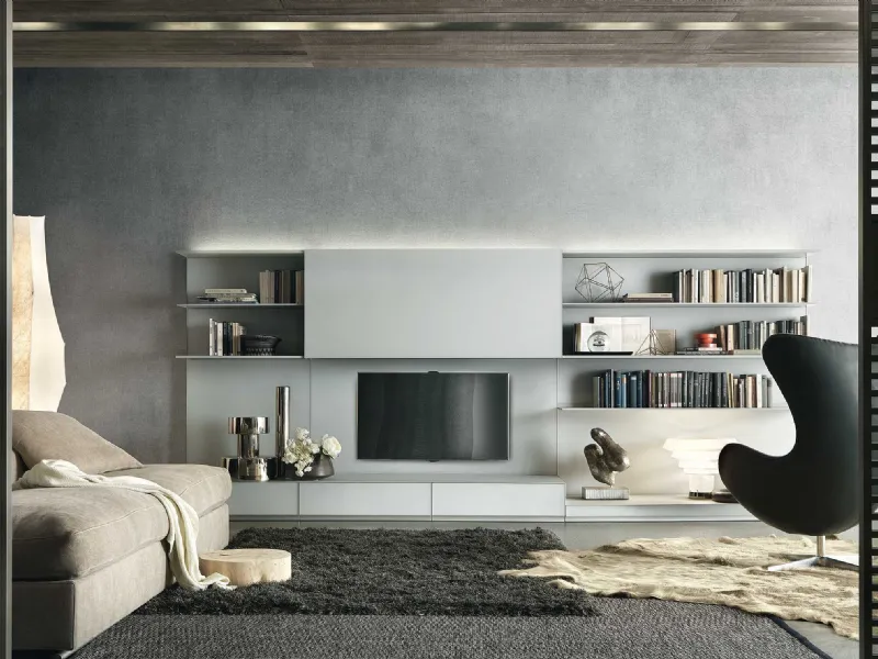 living moderno con parete Abacus Rimadesio