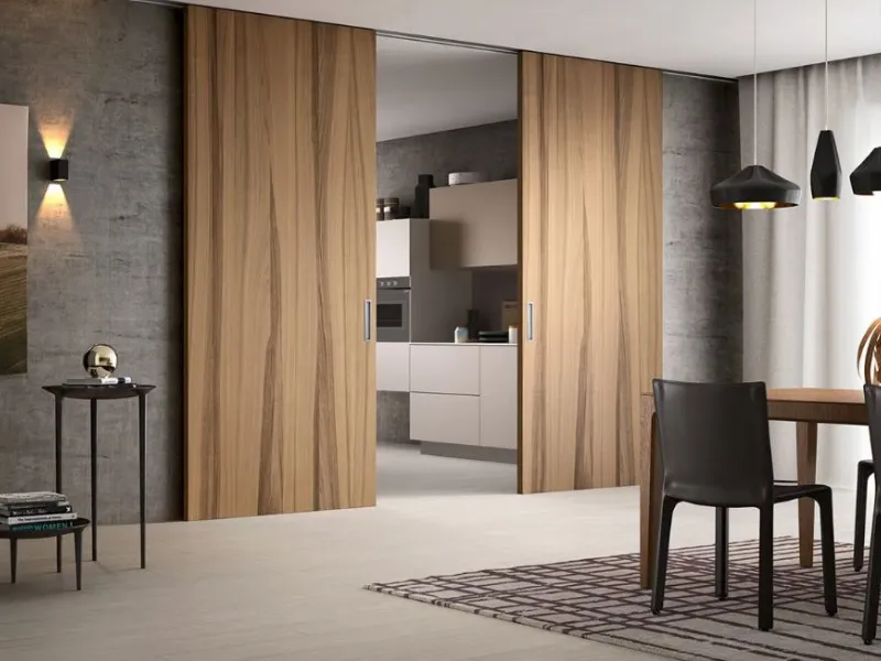 Porta scorrevole esterno muro in legno Lignum di Ferrerolegno