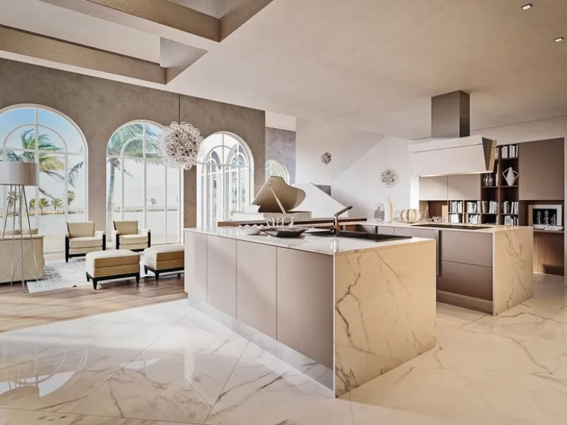 Top cucina in marmo bianco