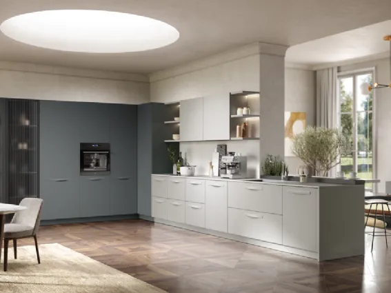 Moon 2, Cucina ad angolo con piano snack di Moretti Compact Cucine