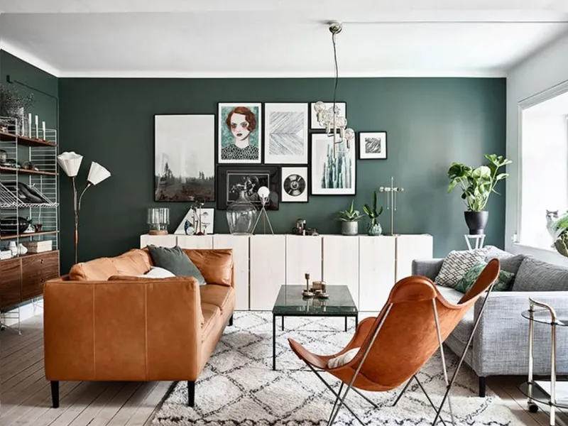 Rigore, colore e design per questo spazio conversazione