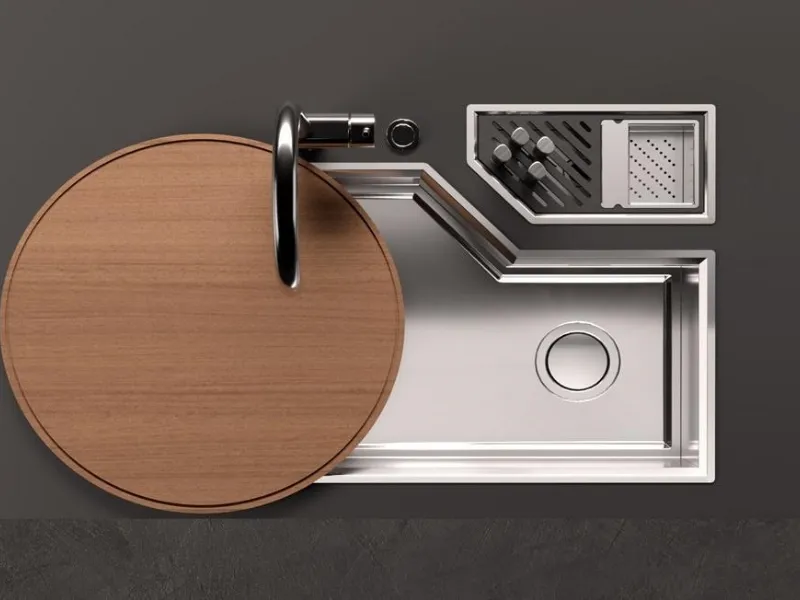 DIADE by Foster è un lavello con canale attrezzato realizzato in acciaio AISI 304
