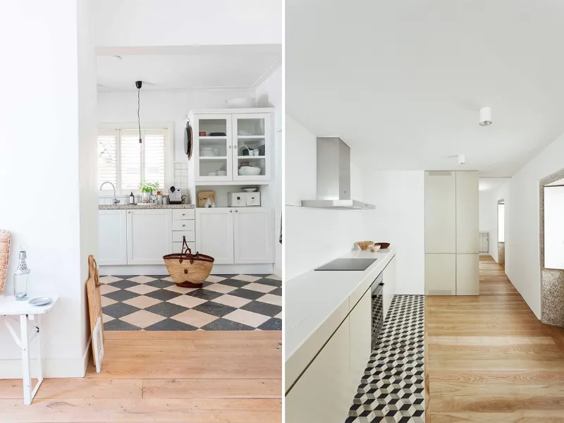 Esigenze estetiche portano a giocare con i formati, i colori e gli effetti tridimensionali, accostando gres a parquet