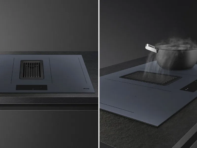 Estetica Linea di Smeg, piano a induzione con cappa integrata