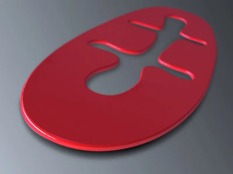 piastra riscaldante rossa di forma ovale con intaglio curviforme