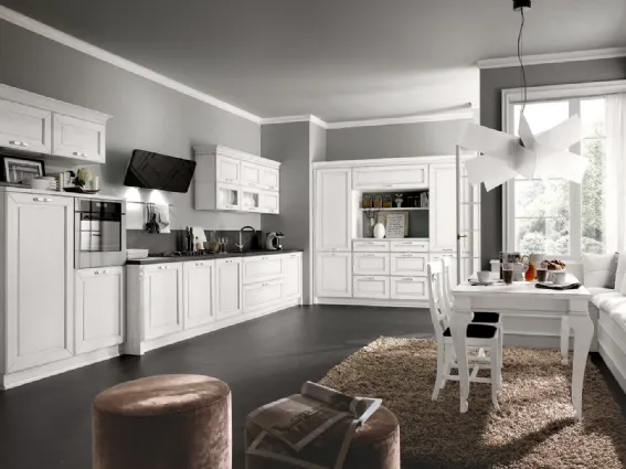 cucina bianca stosa in legno