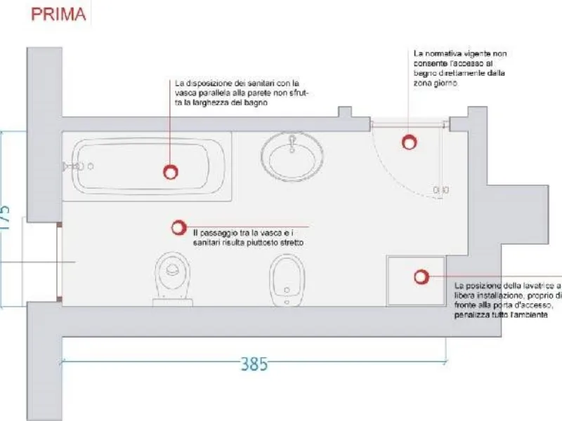 stato di fatto progetto bagno