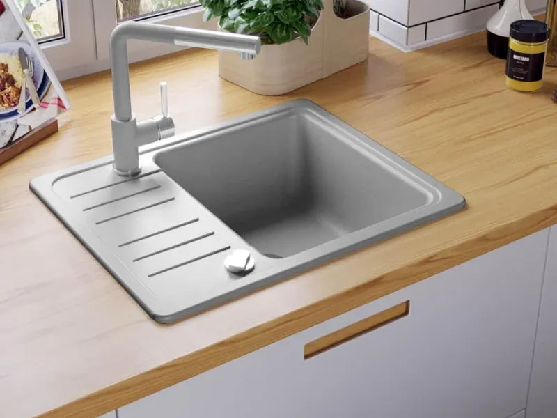 Lavello da cucina ad una vasca in composito grigio Vidaxl