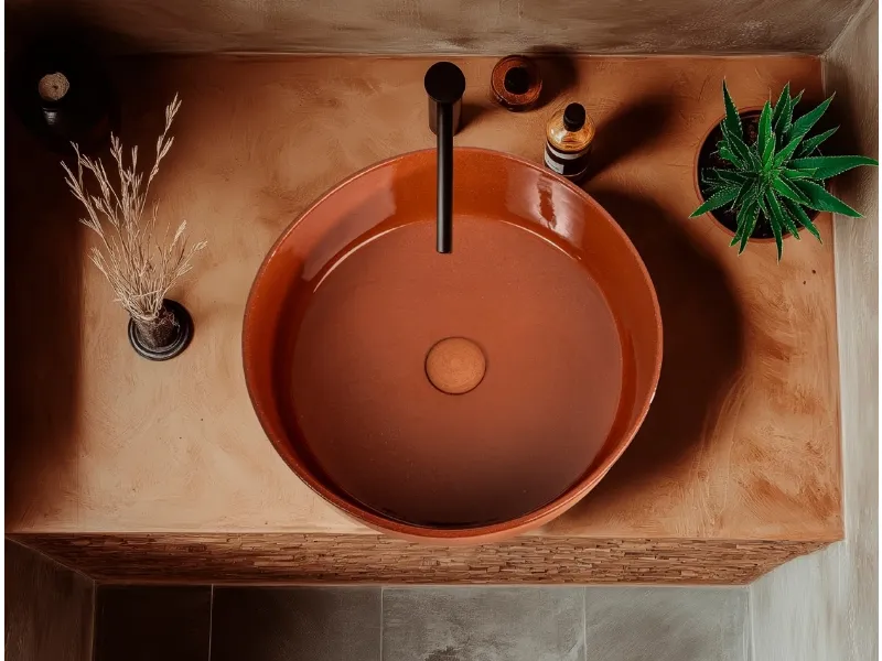 Lavabo in argilla refrattaria Index Red di Cipì