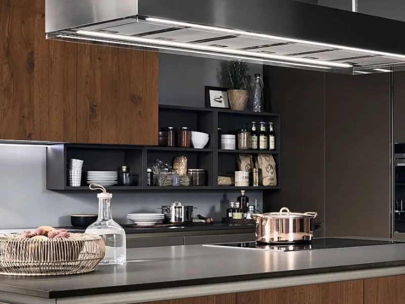 Cucina Ri-flex di Veneta Cucine, top in quarzo finitura Dolomiti